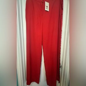 Baltimore Woman’s Wide Leg Dress Pants W/Sleek Strip On leg.Sz 16 New/tags. Red